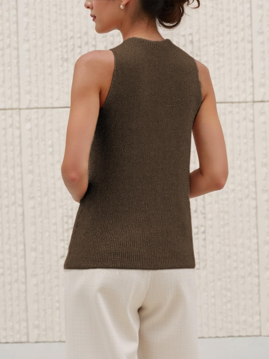Collar Tank Knit Sleeveless Top