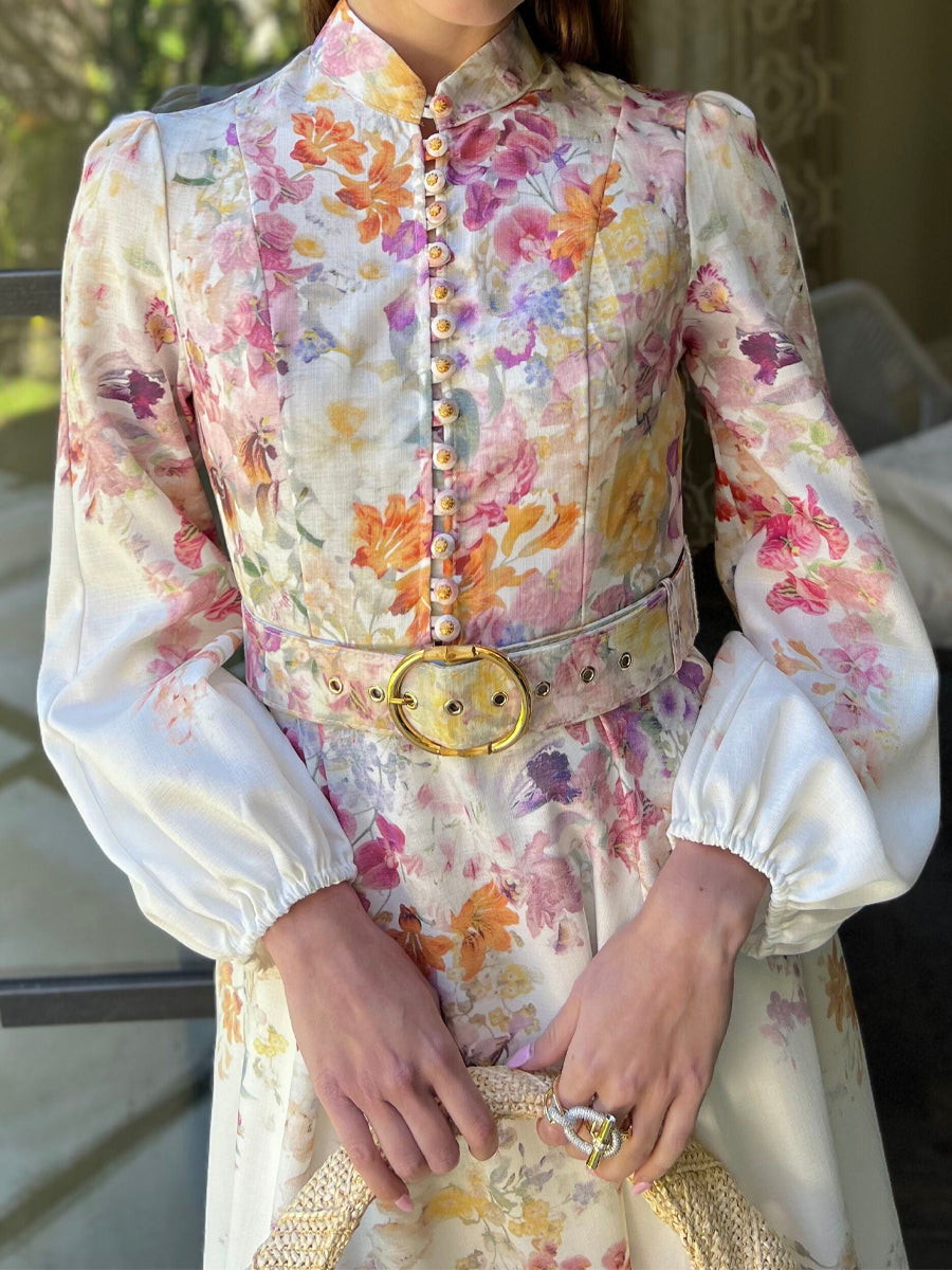 The Floral Buttoned Midi Dress