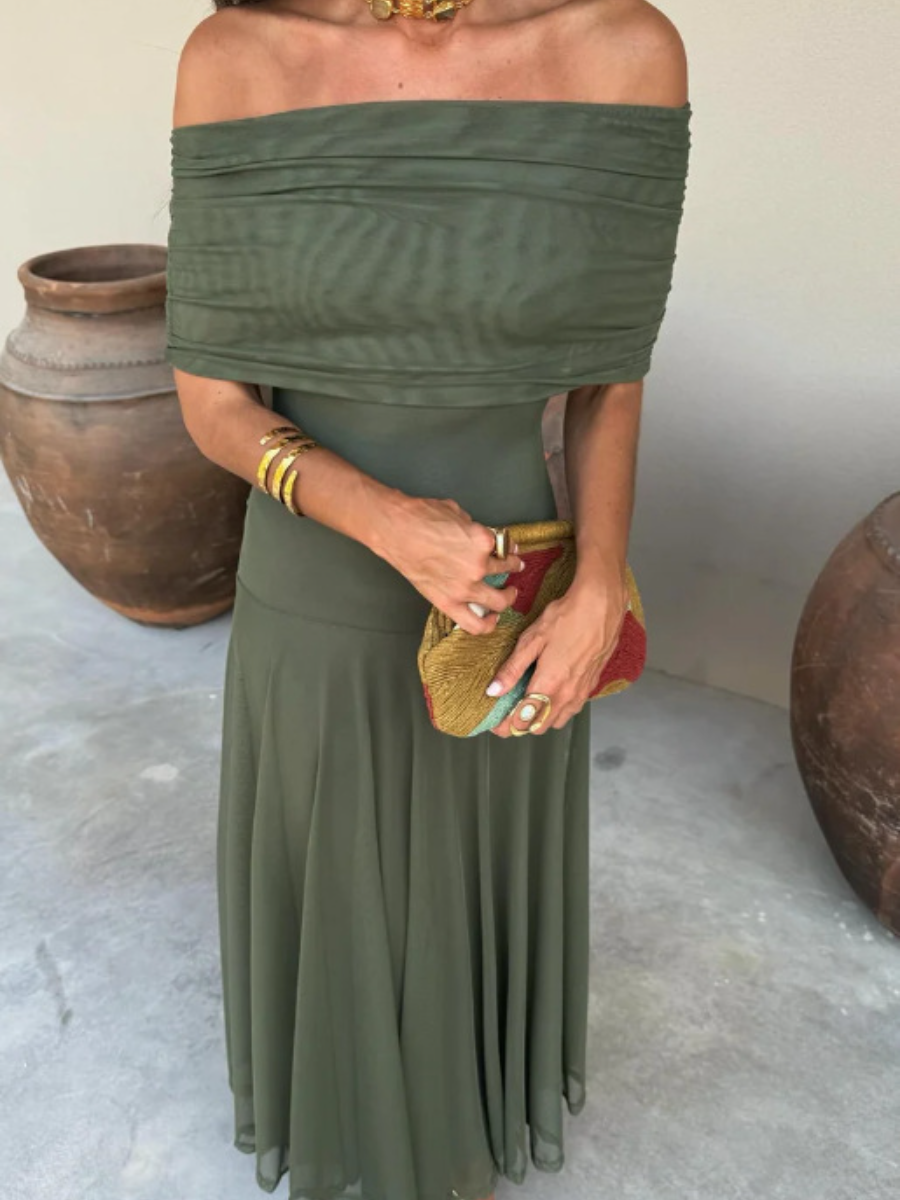 Elegant Mesh One-shoulder Dress