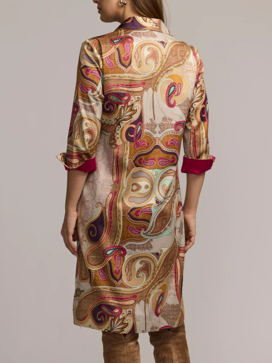 Long Sleeve Scarf Print Dress