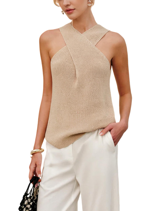 Collar Tank Knit Sleeveless Top