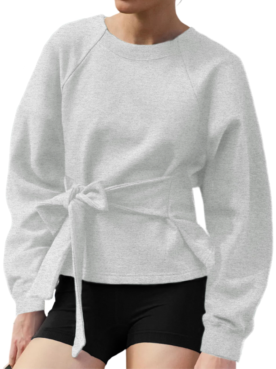 Crewneck Tie Knot Sweatshirt Pullover