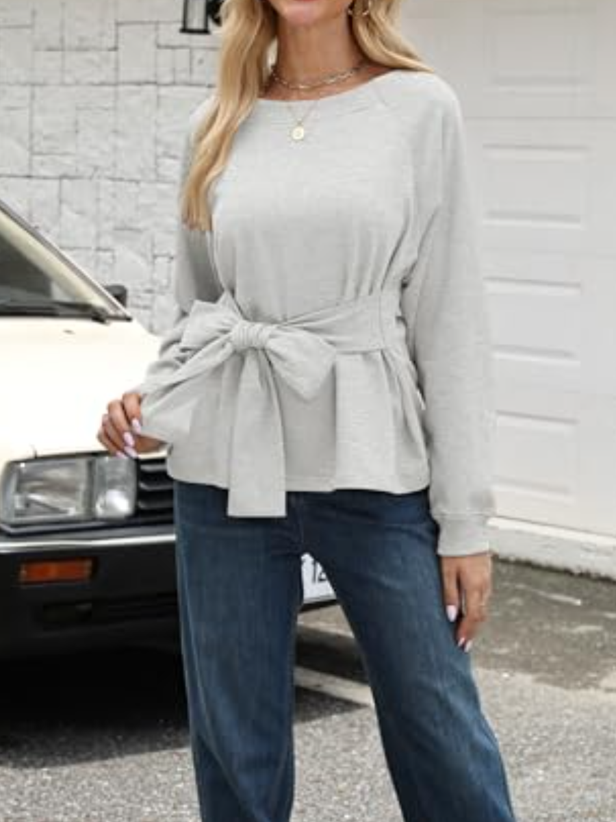 Crewneck Tie Knot Sweatshirt Pullover