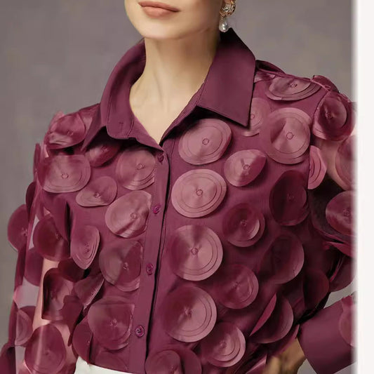 Fashion Round Neck Mesh Sleeve Shirt