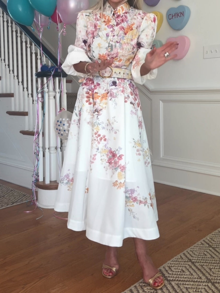 The Floral Buttoned Midi Dress