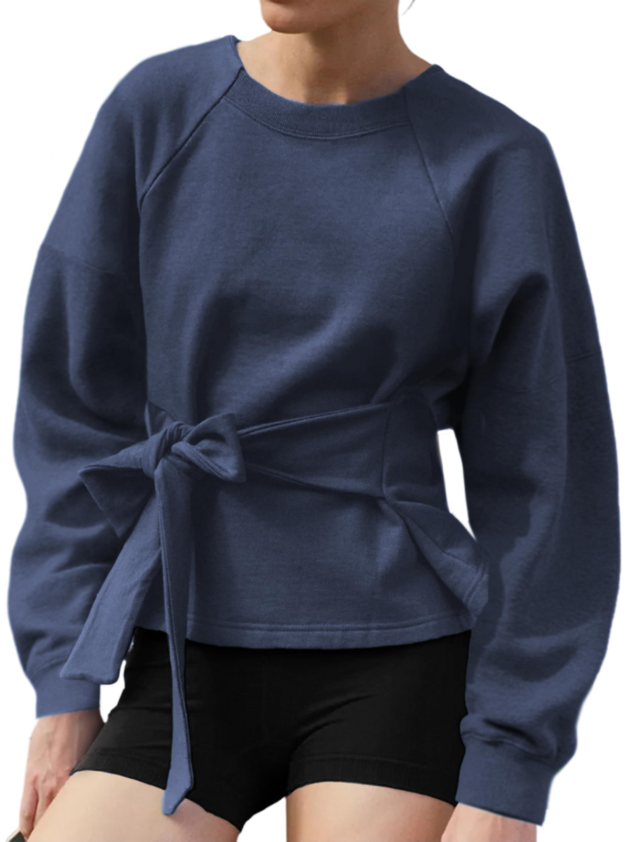 Crewneck Tie Knot Sweatshirt Pullover