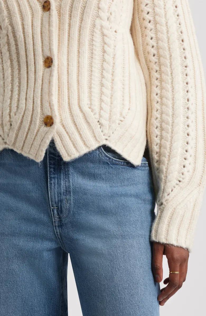 Chevron Hem Cable Cardigan