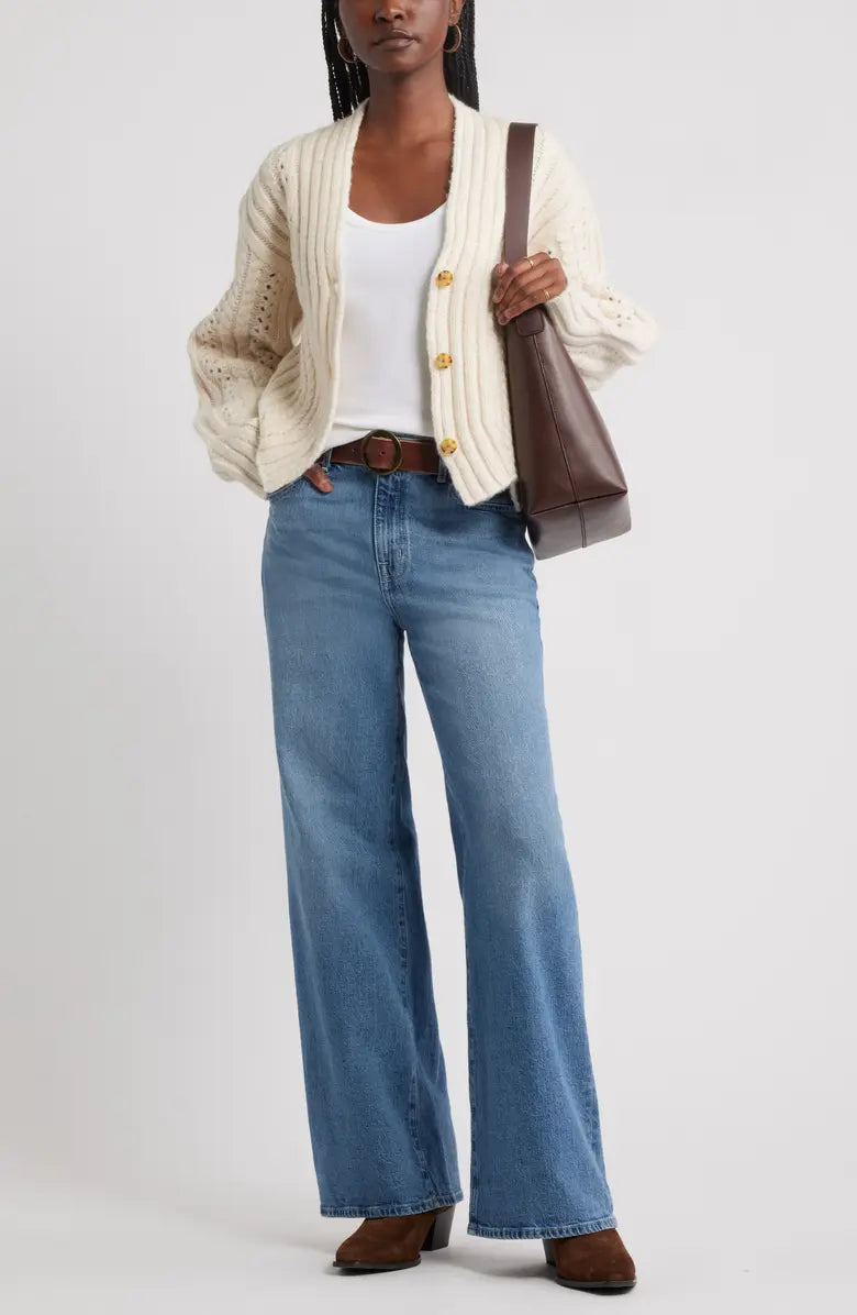 Chevron Hem Cable Cardigan