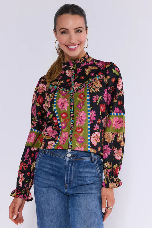 Floral Print Mock Neckline Top