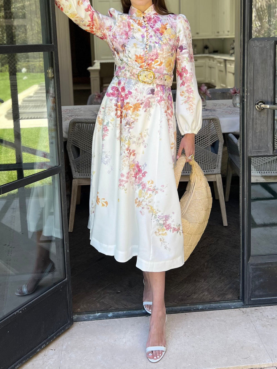 The Floral Buttoned Midi Dress