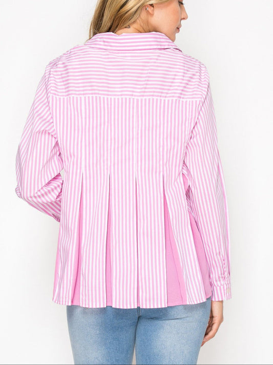 Pink Striped Shirt Top
