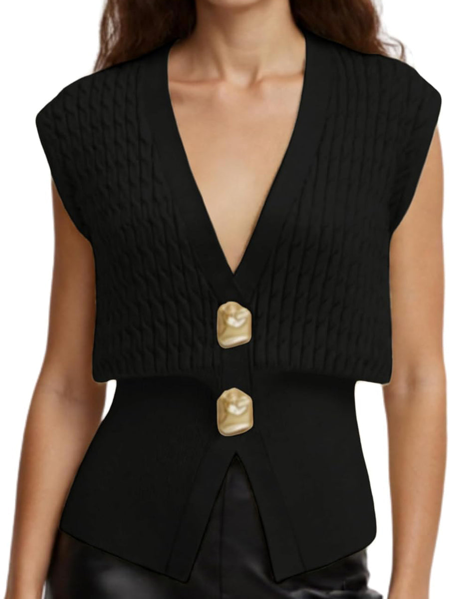 Knit Sweater Sleeveless V Neck Cardigans