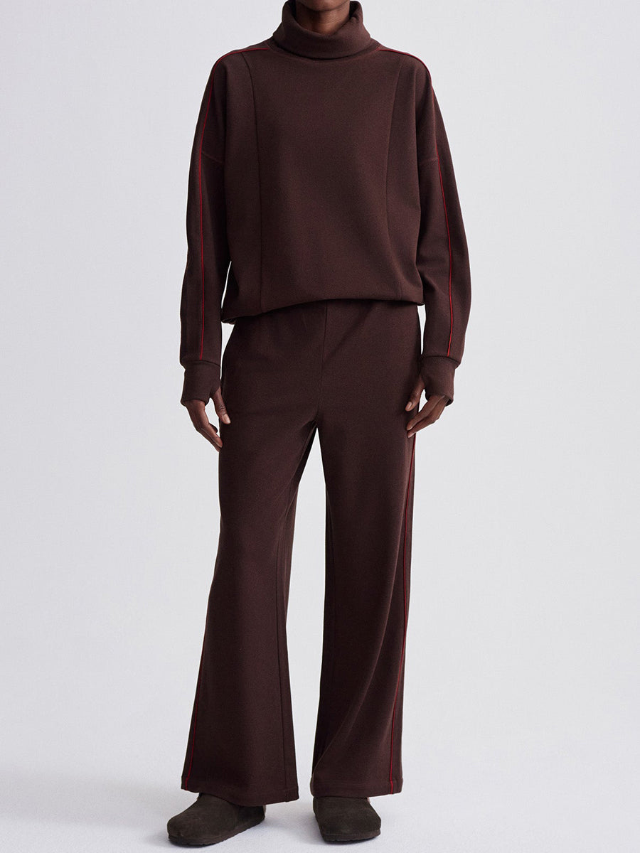 Elegant Turtleneck Striped Two Pieces Set