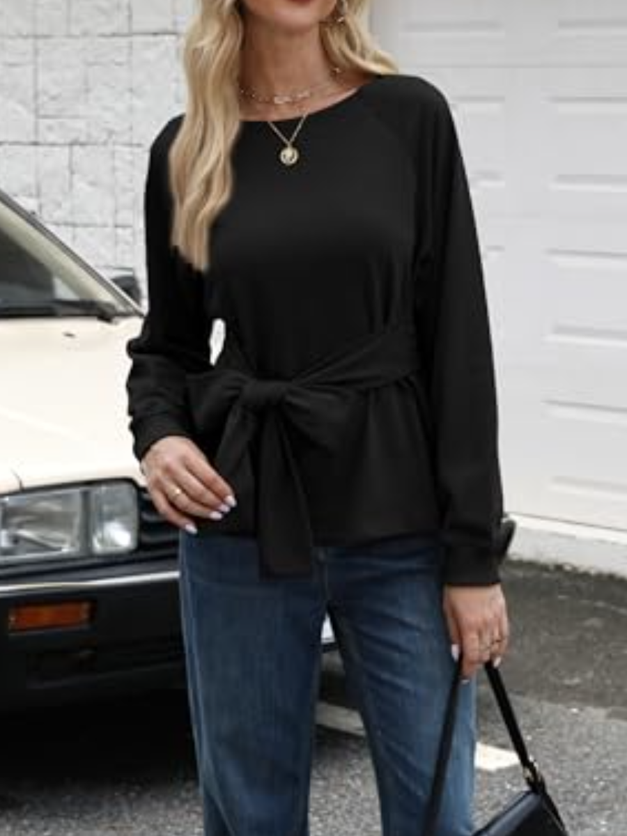 Crewneck Tie Knot Sweatshirt Pullover