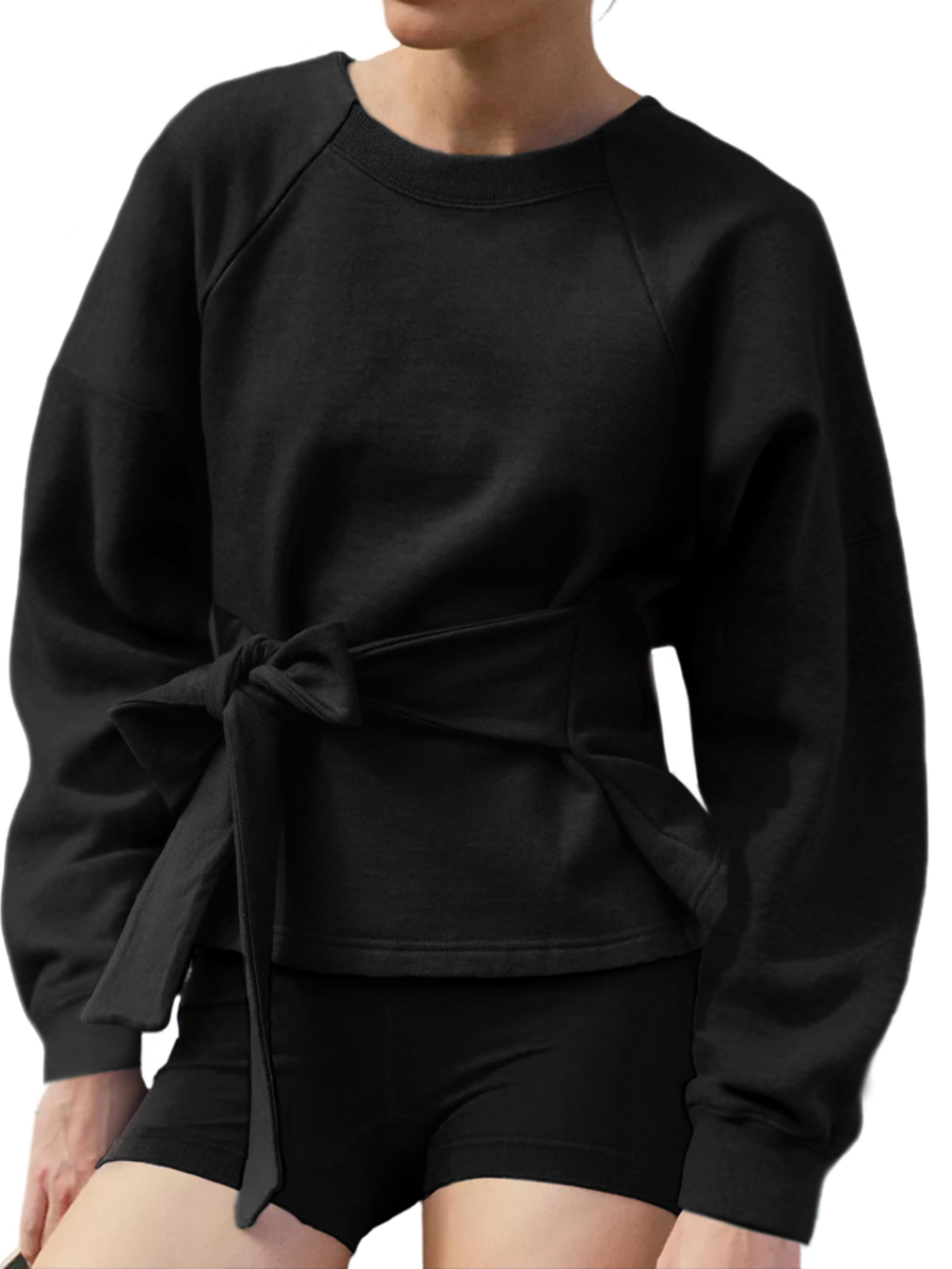 Crewneck Tie Knot Sweatshirt Pullover