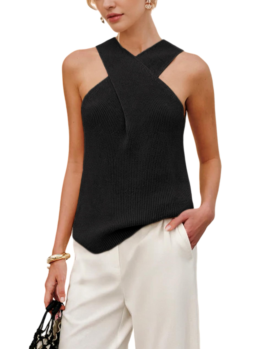 Collar Tank Knit Sleeveless Top