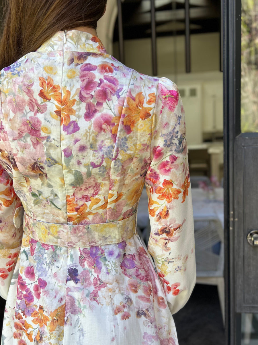 The Floral Buttoned Midi Dress