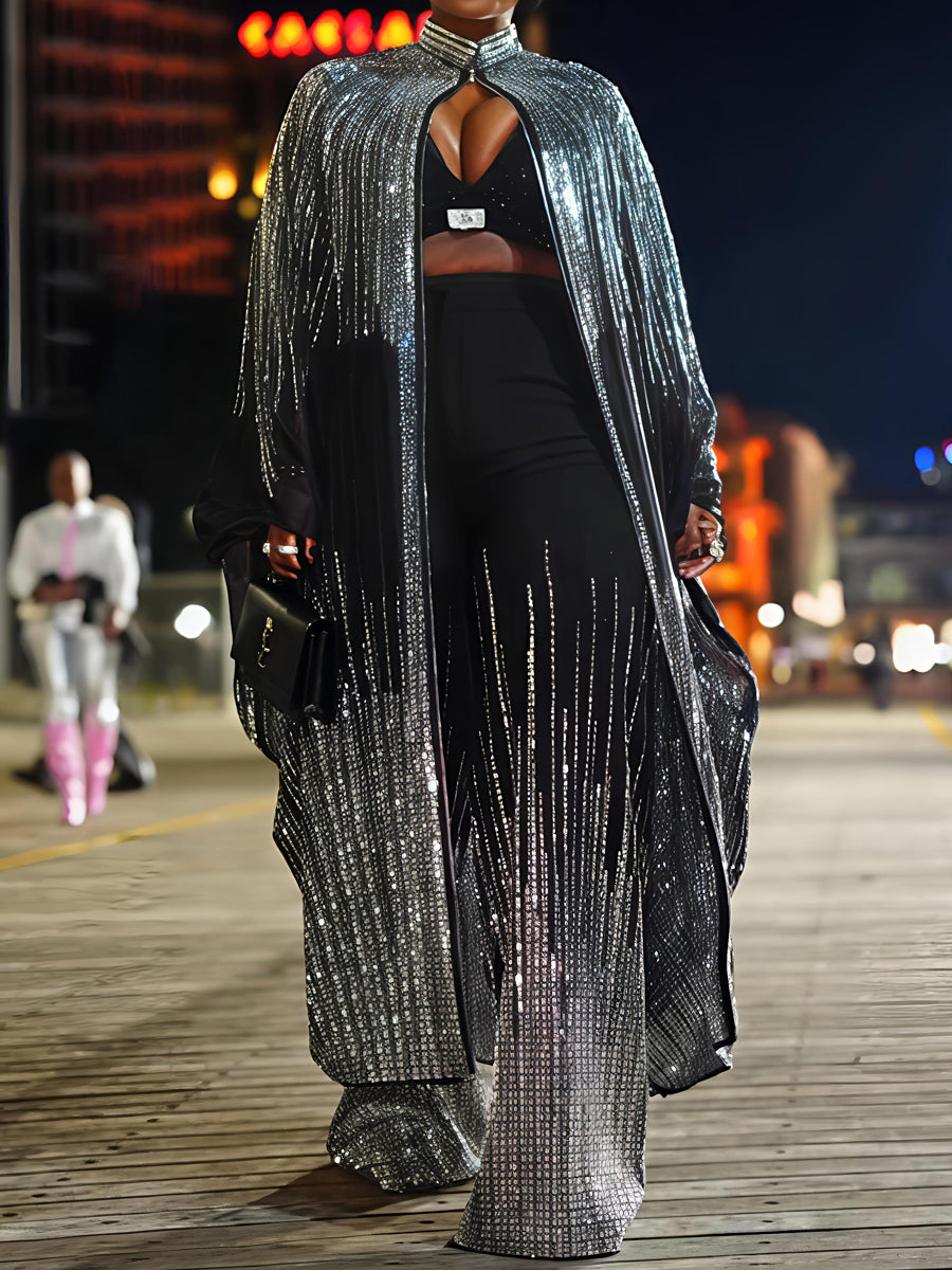 Sequined Sparkle Shine Blouse & Rhinestones Pants