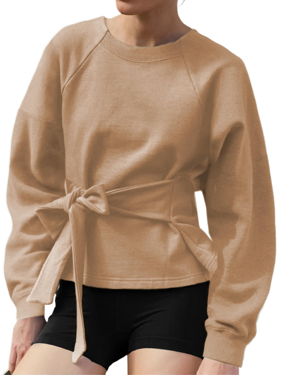 Crewneck Tie Knot Sweatshirt Pullover