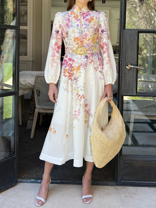 The Floral Buttoned Midi Dress