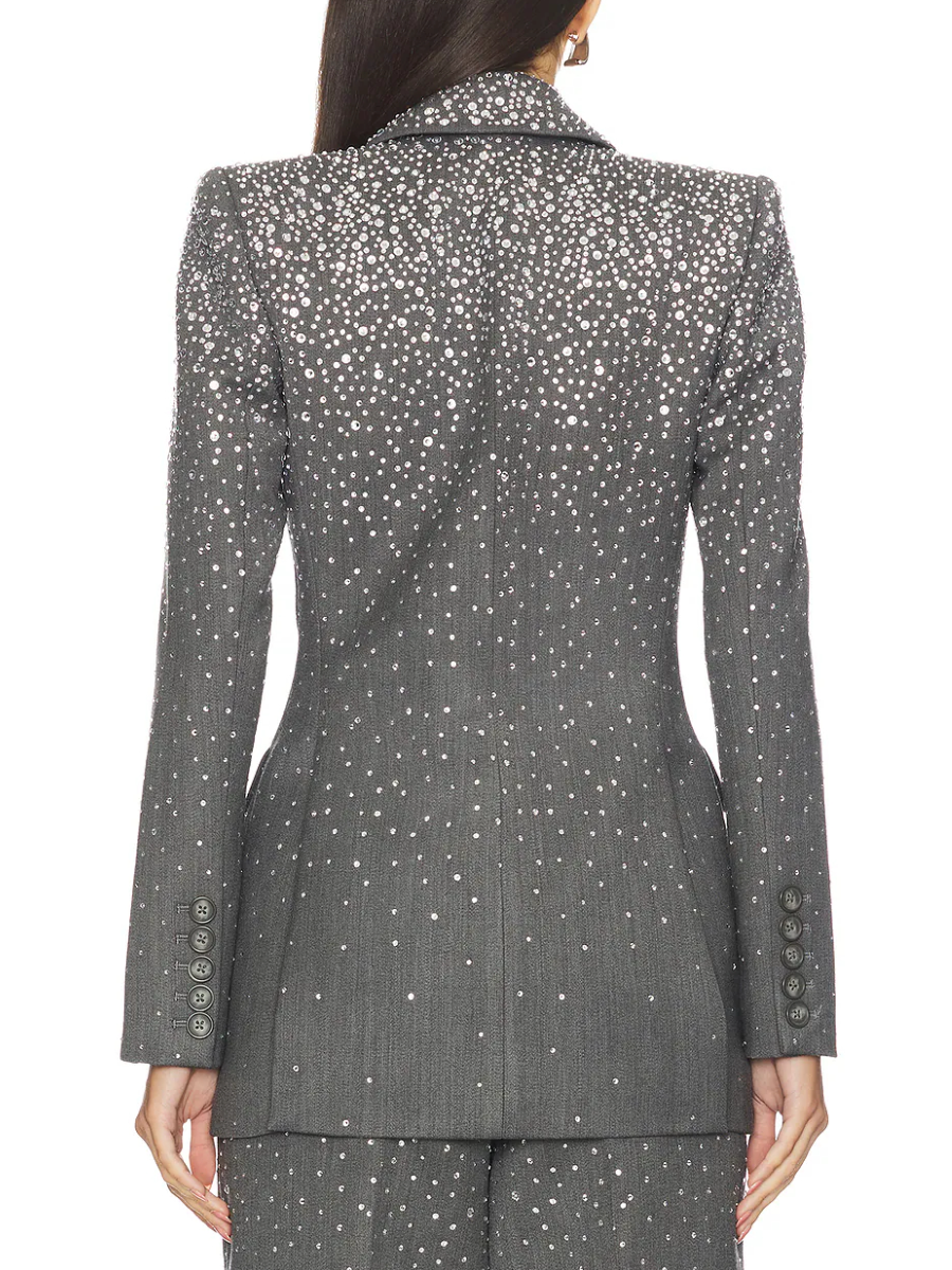 Crystal Embellished Fitted Blazer & Trousers