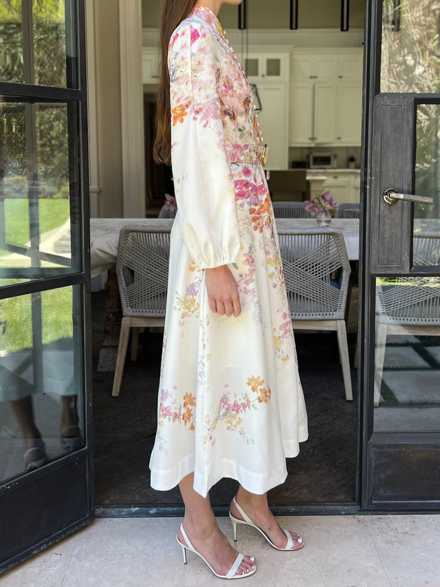 The Floral Buttoned Midi Dress