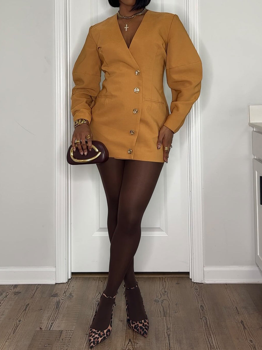 Fashion V Neck Blazer Dress