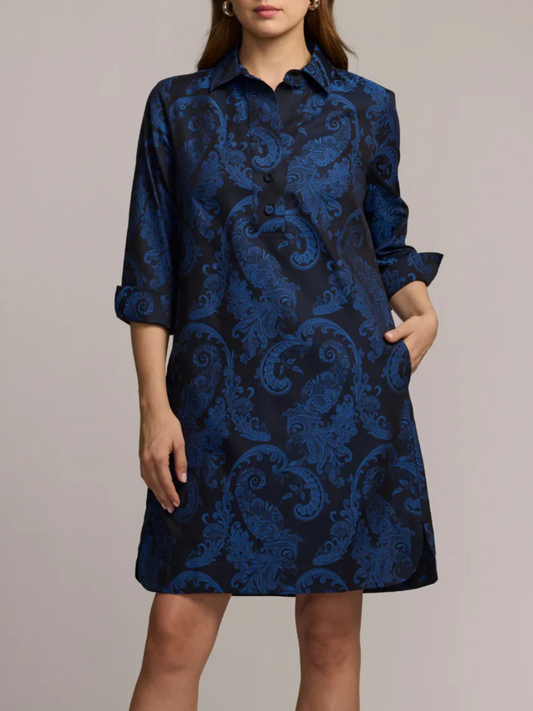 🔥Hot Sale🔥3/4 Sleeve Paisley Jacquard Dress