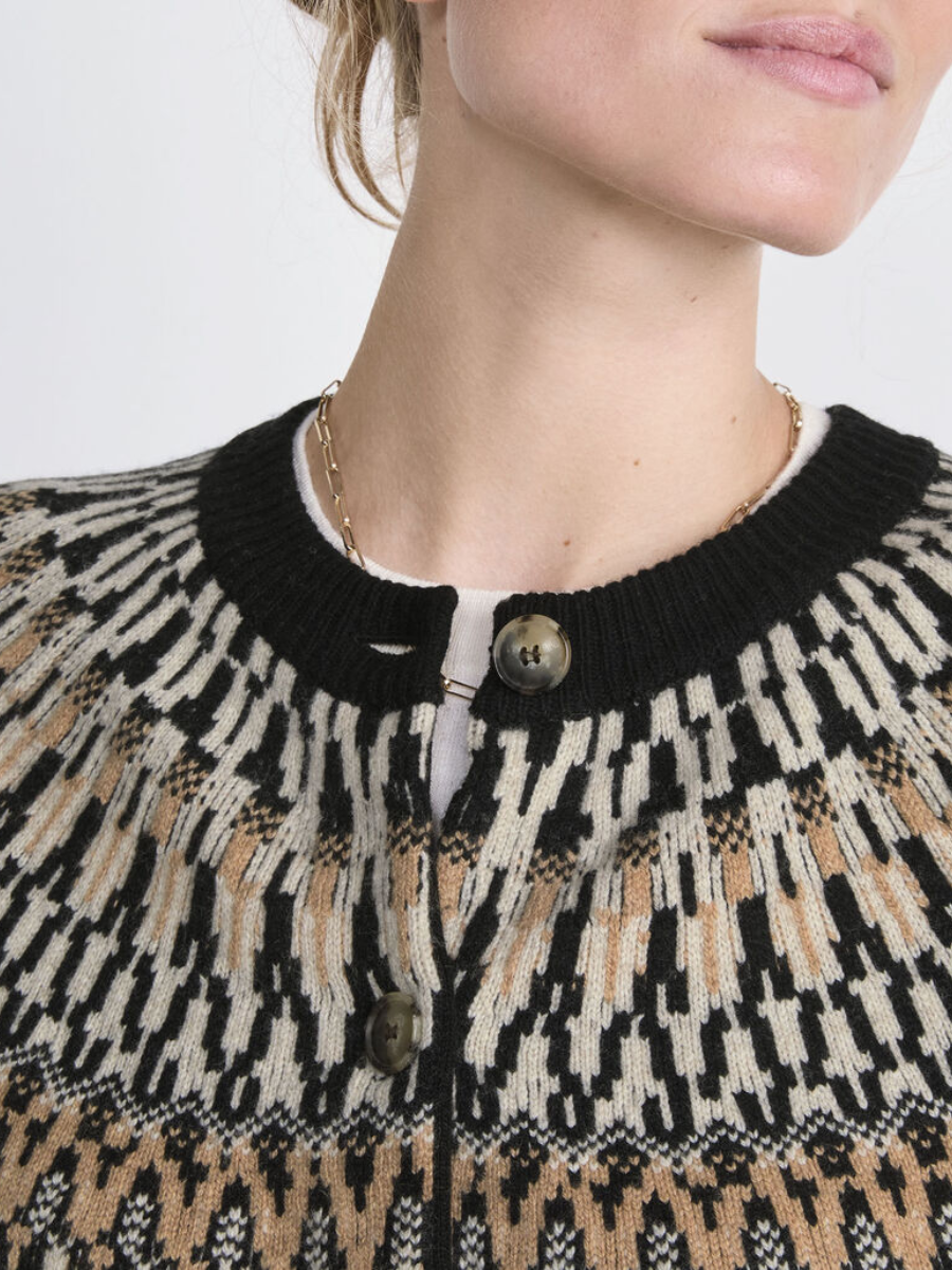 Wool Blend Fair Isle Cardigan