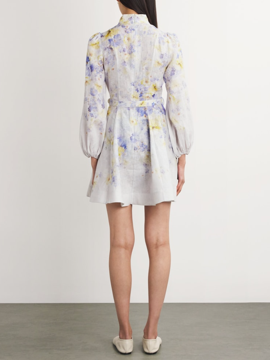 Linen Floral Crush Mini Dress