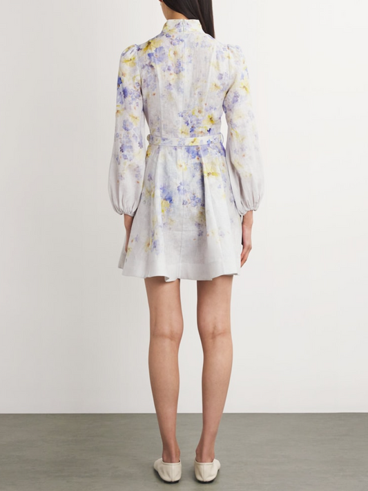 Linen Floral Crush Mini Dress