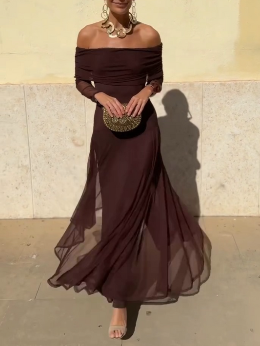 Elegant Mesh One-shoulder Dress