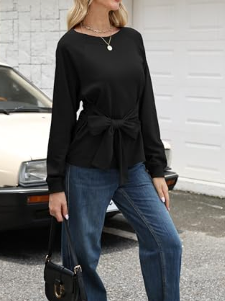 Crewneck Tie Knot Sweatshirt Pullover