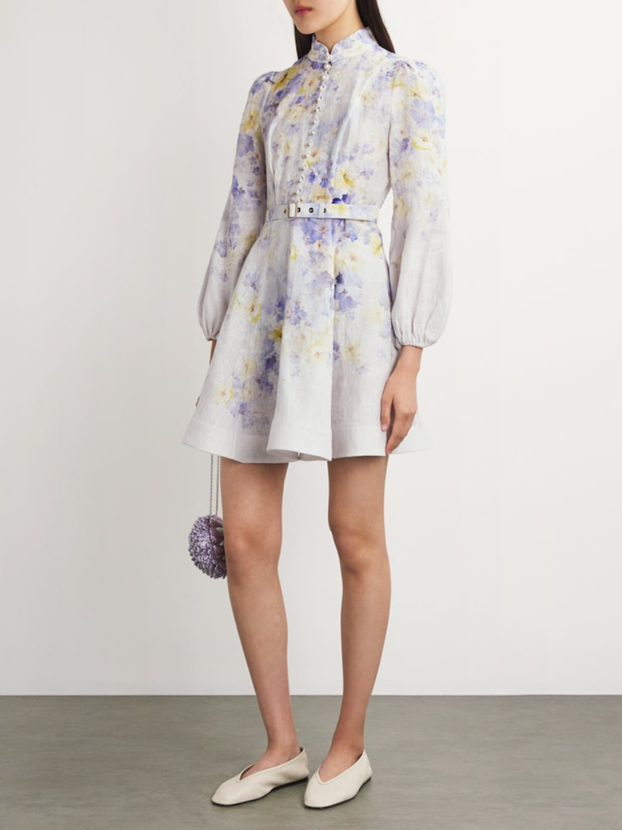 Linen Floral Crush Mini Dress