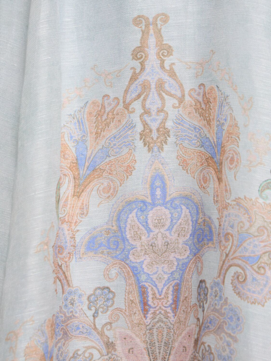 Linen and Silk Organza Midi Dress