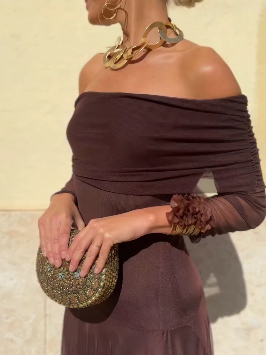 Elegant Mesh One-shoulder Dress