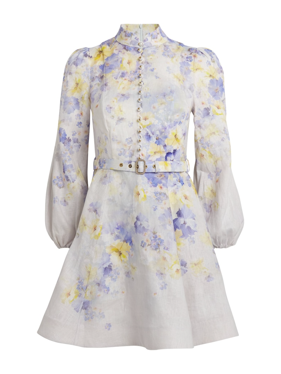 Linen Floral Crush Mini Dress