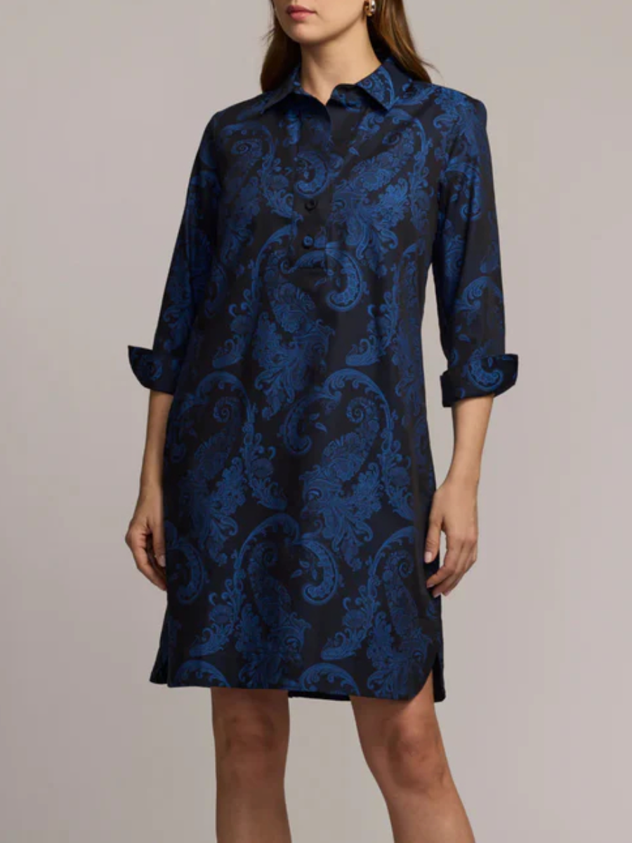 🔥Hot Sale🔥3/4 Sleeve Paisley Jacquard Dress